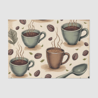 Papel De Seda Collage de Cafetería: Envoltura de café inspirada 