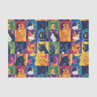 Papel De Seda Collage de colorido gatos de arte pop