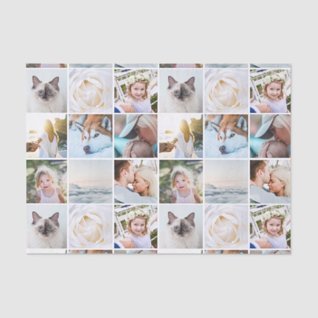 Papel De Seda Collage de cuadrícula de su Personalizado fotográf (Anverso)