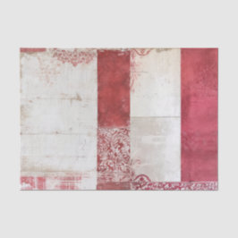 Papel De Seda Collage de damasco rojo y blanco angustiado