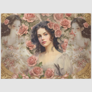Papel De Seda Collage de Decoupage de Sueños Florales Románticos