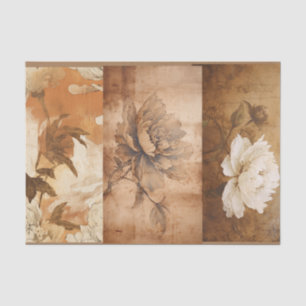 Papel De Seda Collage de desalojo de Brown Peonies