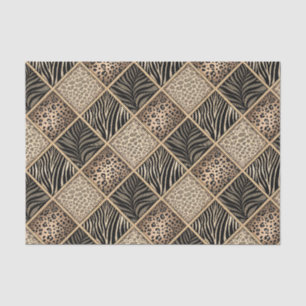 Papel De Seda Collage de estampado de leopardo y cebra - Diseño