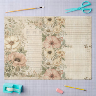 Papel De Seda Collage de Floral Cottagecore Scrapbook Ephemera