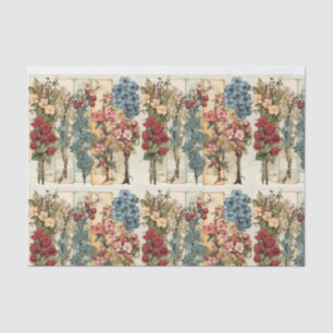 Papel De Seda Collage de fondo floral vintage y descomposición