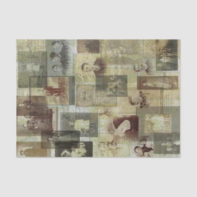 Papel De Seda Collage de fotos del vintage (Anverso)