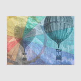Papel De Seda Collage de Globo Aerostático Steampunk