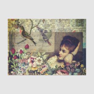 Papel De Seda Collage de la dama de época