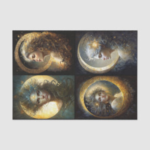 Papel De Seda Collage de la diosa de la luna