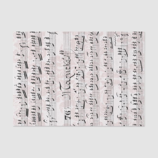 Papel De Seda Collage de la música de hojas rosadas (Anverso)