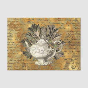 Papel De Seda Collage de la Tetera de la Vintage y la Ephemera d