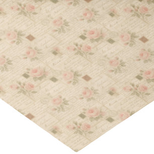 Papel De Seda Collage de letras y Rosas manuscritas de época