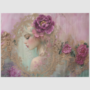 Papel De Seda Collage de lujo Shabby Chic Mix Medios Retrato Art