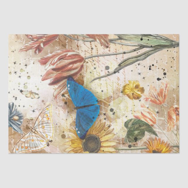 Papel De Seda Collage de mariposa de época (Anverso)