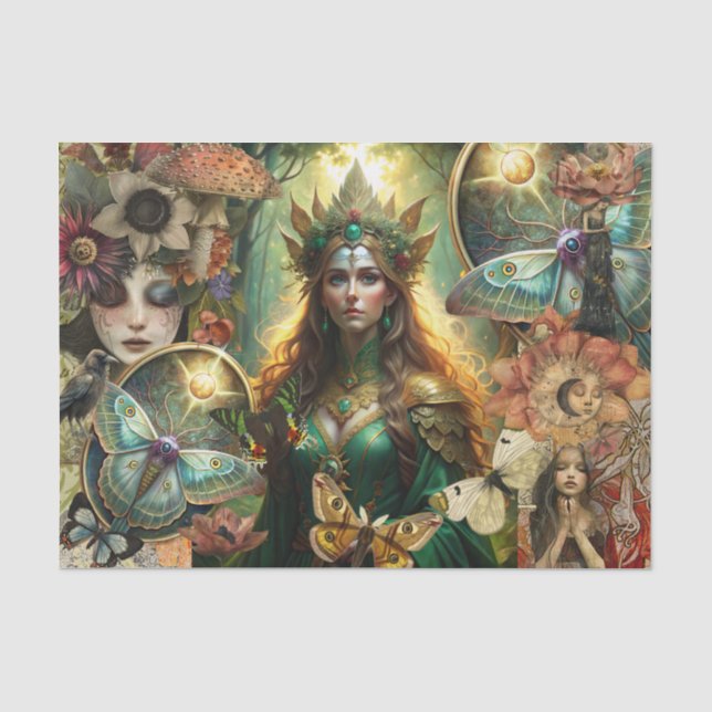 Papel De Seda Collage de medios mixtos de fantasía decoupage (Anverso)