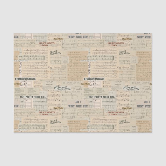 Papel De Seda Collage de Música Antigua (Anverso)