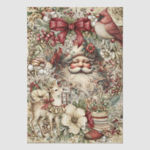 Papel De Seda Collage de Navidad inspirado en vintage caprichoso