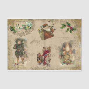 Papel De Seda Collage de Navidades de la Vieja Guerra Rústica de