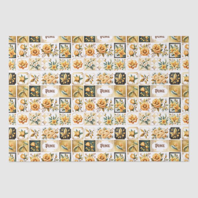 Papel De Seda Collage de navidades en oro (Anverso)