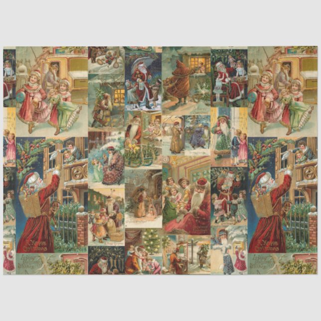 Papel De Seda Collage de Papá Victoriano con Niños (Anverso)