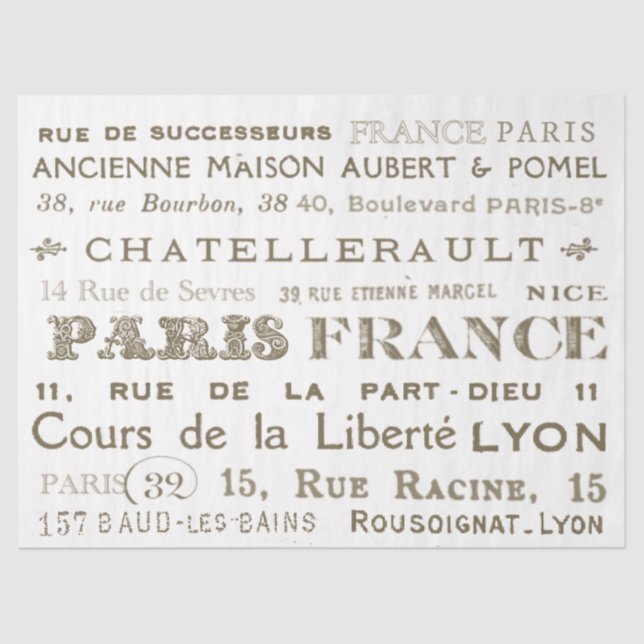 Papel De Seda Collage de París en Ciudad Francesa (Anverso)