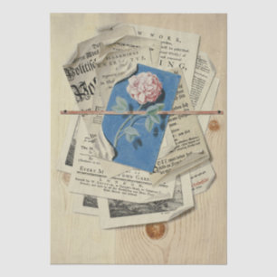 Papel De Seda Collage de periódico Madera Rosa Azul Vintage Deco