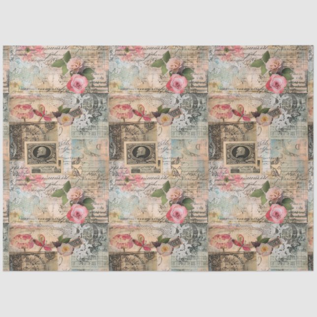 Papel De Seda Collage de postales antiguas (Anverso)