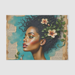 Papel De Seda Collage de primavera con flores tropicales y sueño