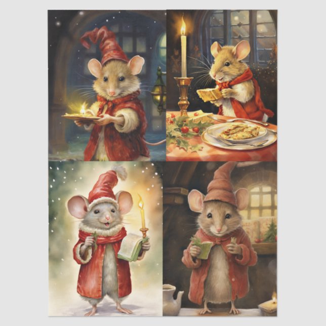 Papel De Seda Collage de ratones Navidades para el desalojo (Anverso)