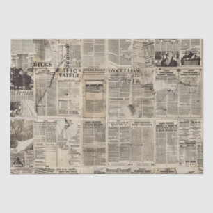 Papel De Seda Collage de retazos de periódico vintage rústico