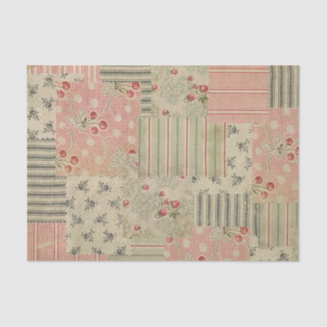 Papel De Seda Collage de Shabby Chic Cherry Floral (Anverso)