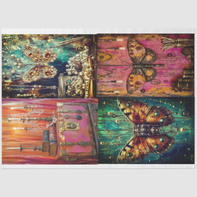 Papel De Seda Collage de Steampunk por Elsie Lane (Anverso)