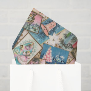 Papel De Seda Collage de tarjeta de Navidad vintage pastel