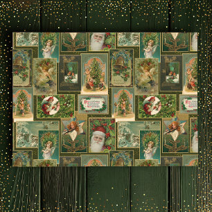Papel De Seda Collage de tarjetas de Navidad Vintage festivo-Gre