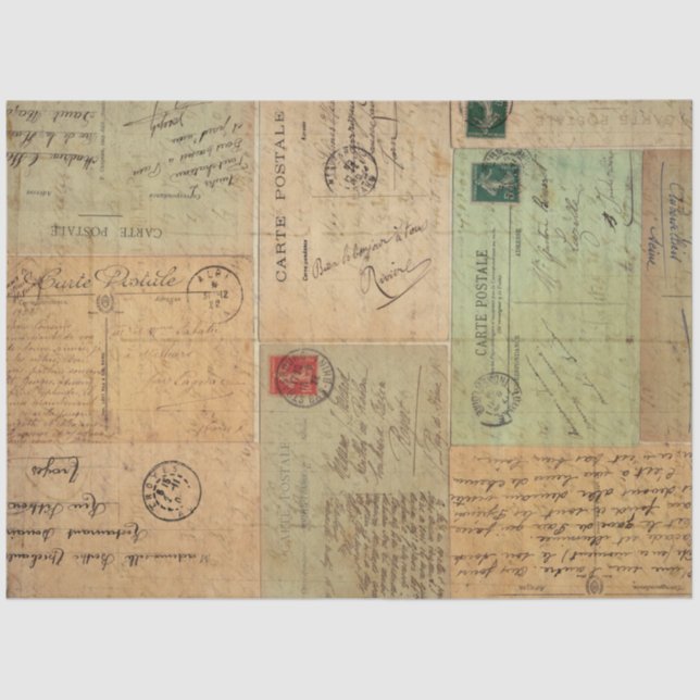 Papel De Seda Collage de tarjetas postales antiguas (Anverso)