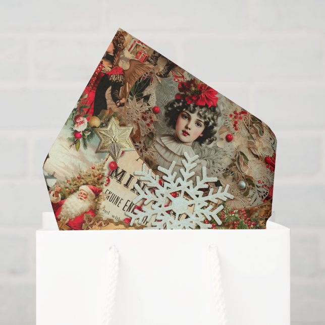 Papel De Seda Collage de Tesoros Navideños Victorianos (Bolsa de regalo)
