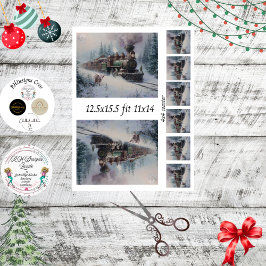 Papel De Seda Collage de tren de vapor decoupage navideño