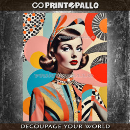 Papel De Seda Collage de una mujer de moda a mediados del siglo