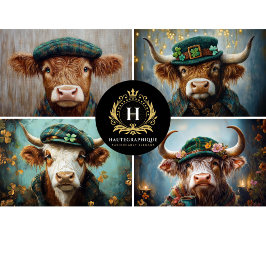 Papel De Seda Collage de vacas highlandesas irlandesas Decoupage