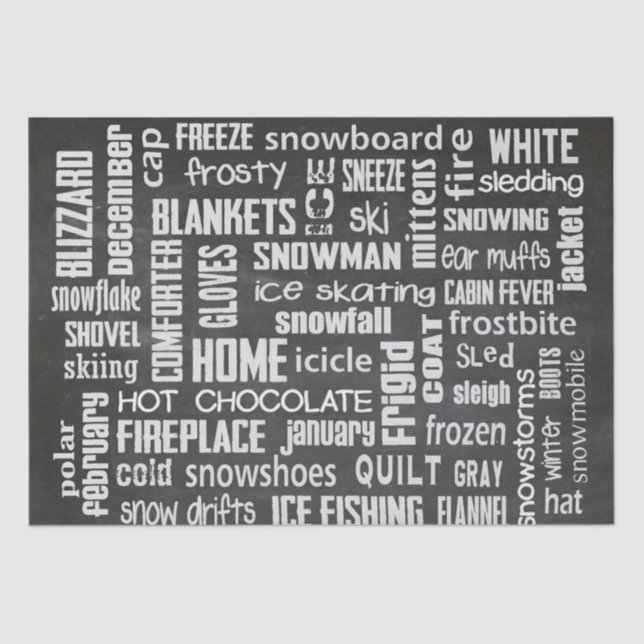 Papel De Seda Collage de Winter Chalkboard (Anverso)