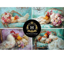 Papel De Seda Collage decoupage de pollo de boda