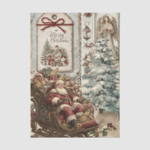 Papel De Seda Collage decoupage de Santa Claus de inspiración vi