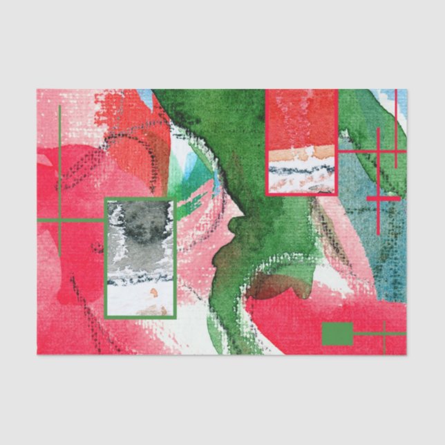 Papel De Seda collage del arte abstracto, técnicas mixtas y (Anverso)