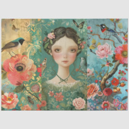 Papel De Seda Collage elegante y colorido de decoración floral