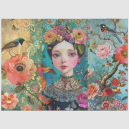 Papel De Seda Collage elegante y colorido de decoración floral