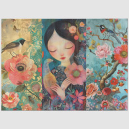 Papel De Seda Collage elegante y colorido de decoración floral