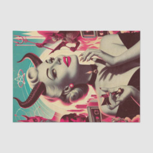 Papel De Seda Collage femenino retro devilish