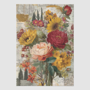 Papel De Seda Collage floral vibrante de inspiración italiana