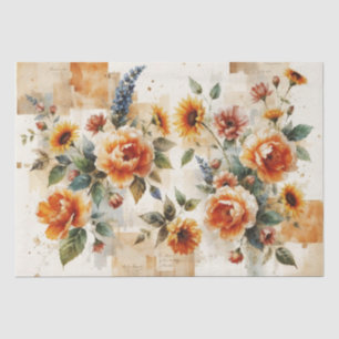 Papel De Seda Collage floral vibrante de inspiración italiana