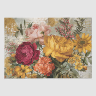 Papel De Seda Collage floral vibrante de inspiración italiana